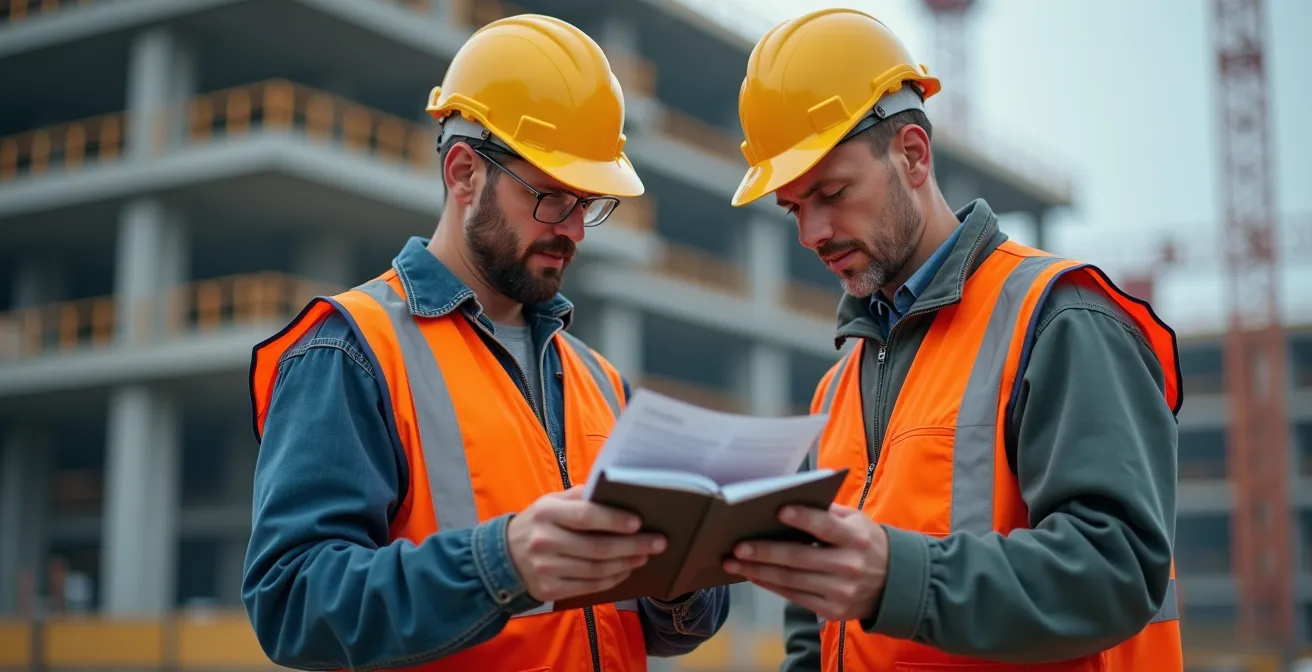 Interaction entre un manager et un employé utilisant un carnet de prescriptions dans un cadre chantier