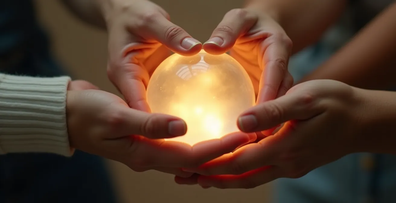 Mains protectrices formant un bouclier symbolique